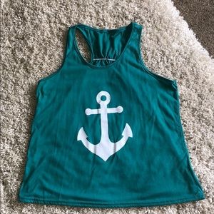 Blue anchor tank top